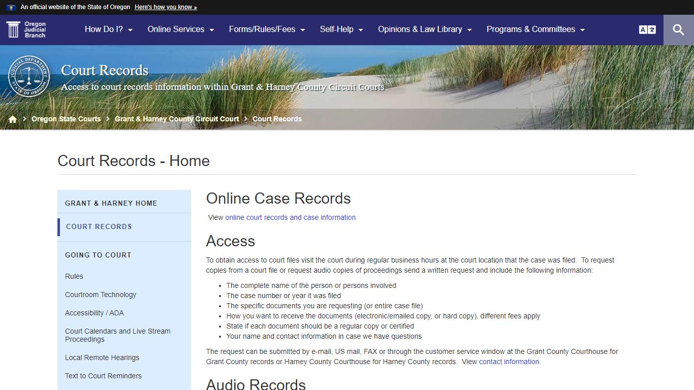 Oregon Judicial Department : Court Records - Home - State of Oregon